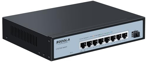 SODOLA 8 Port 2.5G PoE Switch 120W|1X 10G SFP+&8 x2.5GBase-T PoE Ports | IEEE802.3af/at, Plug & Play 2.5GbE PoE Netzwerk Switch