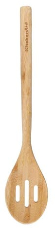 KitchenAid KQG604OHBBE, Bamboo Slotted Spoon, 32.5 cm, Wood