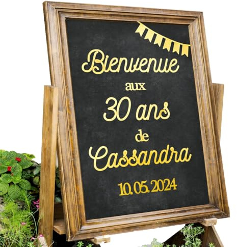 Sticker doré brillant pour panneau de 30x40cm, bienvenue anniversaire personnalisé, accueil événement, texte personnalisable, champêtre, fête, autocollant