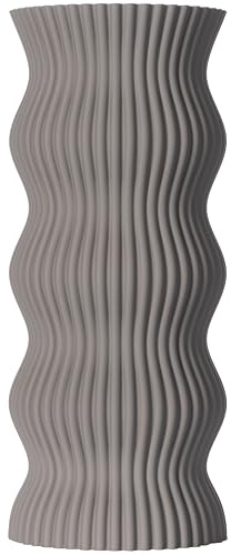 3D Vase Dekovase Anneli XL 38cm Bodenvase Deko Vase Pampasgras Trockenblumen (Hellgrau)