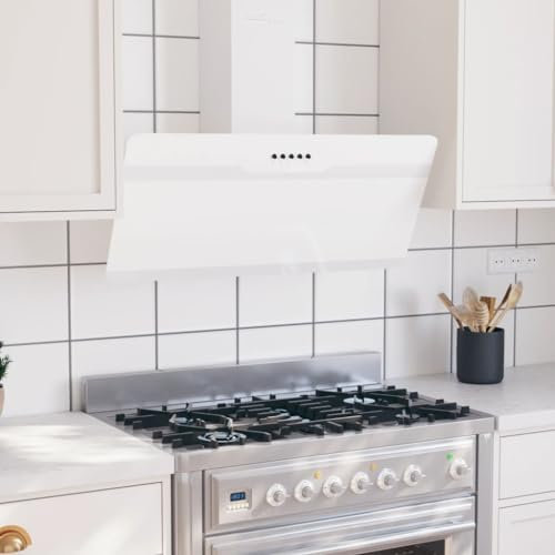 Hotte Aspirante, Hotte de Cuisine Hotte Casquette Hotte murale 90 cm Acier et verre trempé Blanc