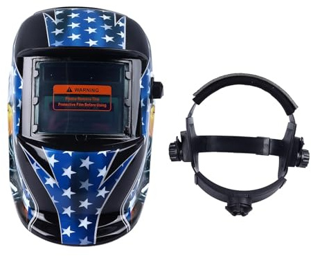 Auto Darkening Welding Helmet, Solar Powered Large View Auto Shade Lens for MIG TIG Arc Welding PP Material 110 x 90mm Frame 93 x 43mm Window 1 Helmet