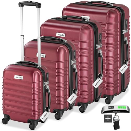 tectake® Set de Valise de Voyage 4 Tailles Valise Grande Taille Valise Cabine Petite Valise Sacs de Voyage Valise Maternité ABS avec roulettes Pivotantes 360° Cadenas Poignée télescopique
