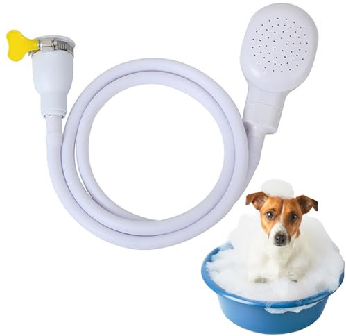 Bath Sink Single Tap Shower Attachment Head Hose Spray, Sink Single Tap Shower Head Hose Spray, Bath Shower Attachment, for Washing Pet Dog/Cat, Hair Washing(White)