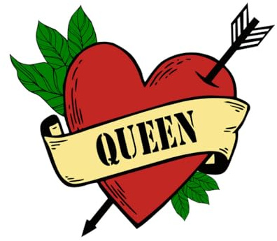 QUEEN Heart arrow TEMPORARY TATTOO lasts a week leader Royal crown matriarch