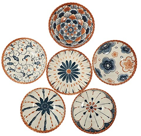FUNOMOCYA 6pezzi Ciotole Ceramica Giapponese Per Zuppe e Riso Ciotole Multi-funzione Per Uso Quotidiano e Servizio Tavola Design Elegante