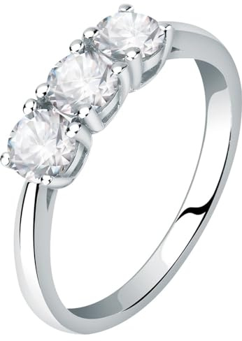 CHRIST Damen-Damenring 585er Weißgold 3 Diamant 52, Weißgold 32027713