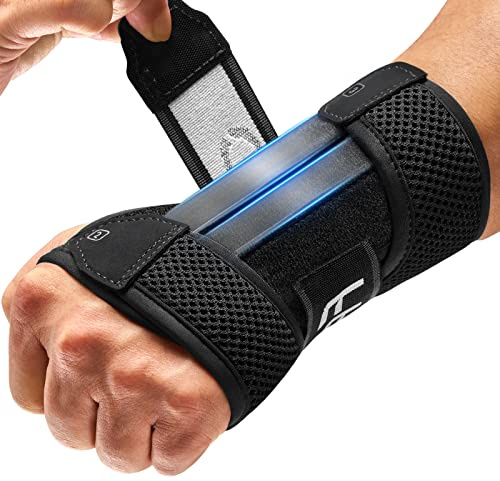 FREETOO Tutore Polso Sinistro per Tunnel Carpale con Morbido Cuscino, L/XL | Tutore Tunnel Carpale, Traspirante Polsiera Ortopedica con 3 Stecche Metallo per Tendinite, Artrite, Distorsione
