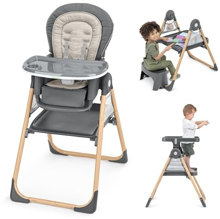 Ingenuity, Seggiolone Proper Positioner Create Up!, Multimodalità con 9 Funzioni, Scrivania Multiattività e Torre, Tasche Portaoggetti, Pieghevole, Wesley, 0 Mesi-5 Anni