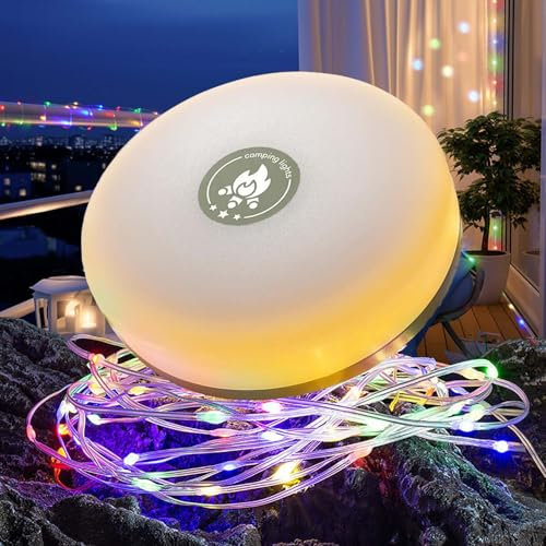 Guirlande Lumineuse Extérieur et Intérieur,8 Modes D'éclairage,2800mAh,4 EN1 Guirlande Lumineuse Camping Rechargeable Portable Pour Camping,Cour, Randonnée, Fête, Halloween, Noël 32.8FT (Coloré)