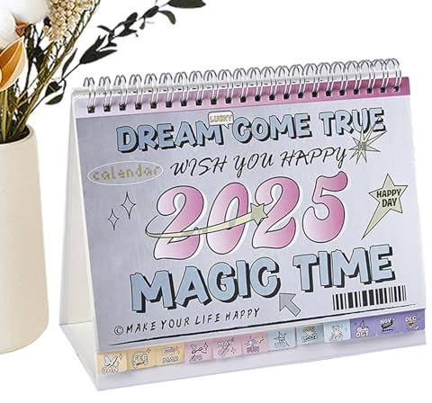 Tischkalender 2024-2025, Chic 16 Monate Stehkalender, September 2024 bis Dezember 2025 Schuljahr, Tischkalender für Zuhause, Schule, Business