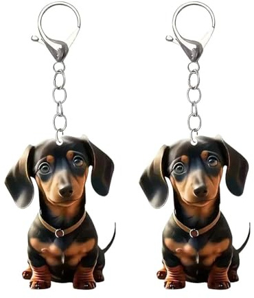 2 Stück Langohr-Hundeautoanhänger, Acrylanhänger, Süße Hundeanhänger, Dackel-Schlüsselanhänger, Geschenkanhänger