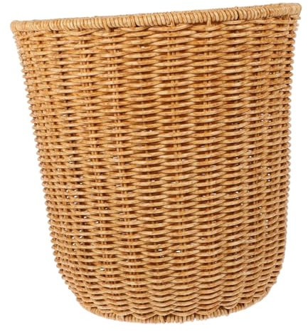 Cabilock Multi-function Woven Storage Basket Versatile Waste Bin for Bedroom Kitchen Home Use Rustic Design Sundry Organizer
