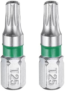 QUARKZMAN 2 Embouts de Tournevis Torx T25H 1/4 Queue Hexagonale 25mm/1 Longueur Étoile Magnétique 6 Points en Acier S2 Embout de Tournevis Électrique Avec Trou Tête Torx