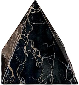 CBAM Pyramide Tischskulptur aus schwarzem Marmor Portoro Skulpturen Kunst Marmor Design Geschenkidee Home Finish Garden H 20 cm