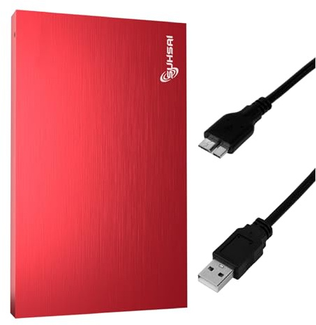 SUHSAI 1 TB Externe Festplatte USB 3.0 – Tragbare Externe HDD für Laptop, Mac, PS4, PS5, Desktop – Schlanke 2,5 Backup-Speicherfestplatte, Externe Festplatte für Gaming, Daten, Fotos, Dateien – Rot
