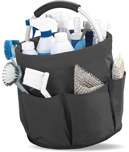 JIAHG 19L Seau Pliable Camping Seau de Vaisselle Pliant d'Extérieur avec Poignée Sac de Rangement Cosmétiques avec 6 Compartiments en Toile Oxford Imperméable Sac Fourre-Tout sur Plage