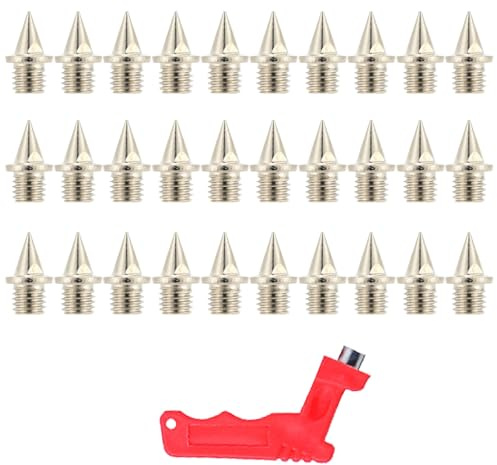 30 Pcs 1/4 inch Field Running Spikes for Track, Stainless Steel Sprint Spikes, Running Spikes Shoes With Spike Wrench Track for Jumping Replaceable Pins for Men Women Athletics Shoes