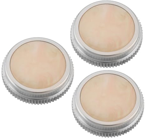 Trompetenventilknopf mit Muscheleinlage 3 Stück Packung Beige Metall | Sicheres Druckknopfdesign, Vielseitige Ausführung, für Trompete und Tuba, Inklusive Basen, Elegant