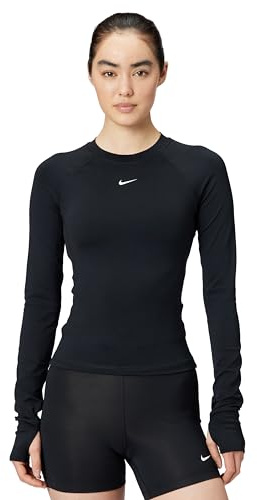 Nike Women's Victory Baselayer Long Sleeve, Black/White, Medium
