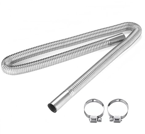 1 Pcs Diesel Heater Exhaust Pipe, Parking Heater Exhaust's Pipe with 2 Pipes Clamps, Stainless Steel Exhaust Pipes, Diesel Exhaust‘s Hose, Flexible Tail (60 Cm)