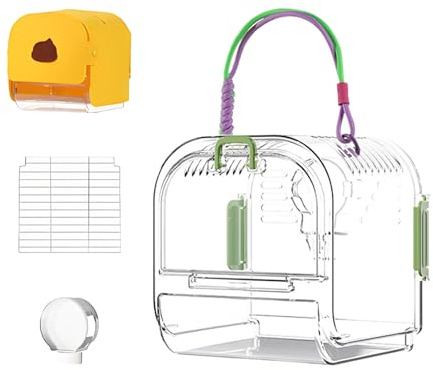 Bird Transport Box Travel Cage - Portable Cage for Parakeets with Extendable Drawer, Spacious Rest Place for Ornamental Birds such as Cockatiels and Budgies