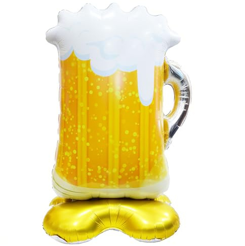 ALEGRE Beer Balloons, XXL 4D Beer Glasses Foil Balloon Standing, Oktoberfest Decoration Helium Balloon, Beer Decoration Balloons Bavarian Decoration, Beer Balloon for Birthday, Wedding, Oktoberfest