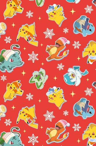 Pokémon Weihnachts-Geschenkpapierrolle - 4 Meter langes offizielles Pokémon-Geschenkpapier - Festliches Geschenkpapier für Kinder & Fans