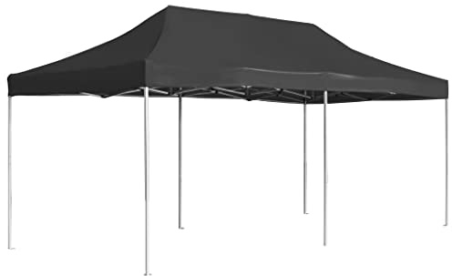 Tente de réception professionnelle pliable 6 x 3 m anthracite, cadre en alliage d'aluminium, toit Oxford imperméable avec revêtement en PVC, idéale pour le jardin, la terrasse et les événements