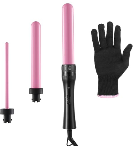 3 in 1 Lockenstab Set, Lockenstab Kleine Locken, 2-Temperatur, Verlängerung Design Hair Curler, Schnelle Heizung Lockenstäbe mit Großem, mit Handschuh