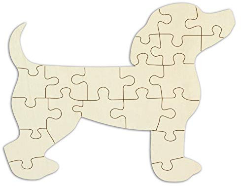Personalisierbares Holzpuzzle „Hund“ selbst gestalten und bemalen - 21 Teile, 29 x 22 cm - Puzzle aus Holz in Form eines Hundes