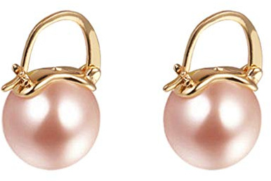 YAXUN Pendientes de perlas para mujer chapado en oro con 15 mm Champagne Gold Color Large Pearl Drop Dangle Pendientes Joyería de moda para mujeres Niñas