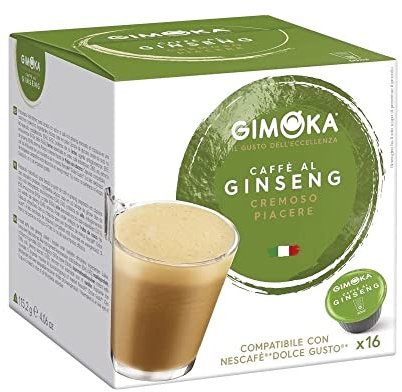 Gimoka 16 Capsule Caffè al Ginseng Compatibili con Nescafè Dolce Gusto