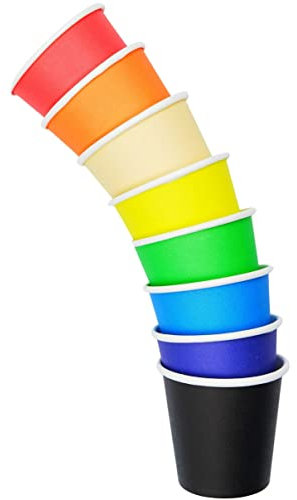 Cocobanana Vasos de Papel 75ml - Contenedores de Bebidas Desechables y Reciclables - Cartón Alimentario Sin Gusto ni Olor - Pequeño para Café Caliente y Frío, Té, Espresso - [Naranja], [50]