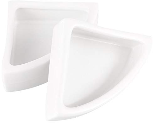 POPETPOP Hamster Food Bowl Ceramic- Reptile Feeding Bowl, Pet Food Dish for Guinea Pig Rat Hedgehog Rabbit Gerbil Mouse Rodent Lizard (White, Medium Triangle)