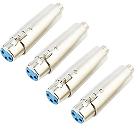 euroharry 4 Stück XLR-auf-Cinch/RCA-Adapter für Audiomikrofon, | 3-polig, XLR-Buchse auf RCA-Cinch-Buchse