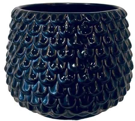 Nordring Maceta Pino - Macetero Decorativo Redondo para Flores e Plantas para Interiores M (13,5 cm ø), Negro, Cerámica