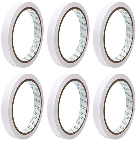 SANLI TAPE Doppelseitiges Klebeband Dünn 6 Rollen Selbstklebendes Klebeband zum Basteln, Nähen, Sammelalbum, Handarbeit, Tapeten, Kartenherstellung, Geschenkverpackung, 12 mm * 10 Meter