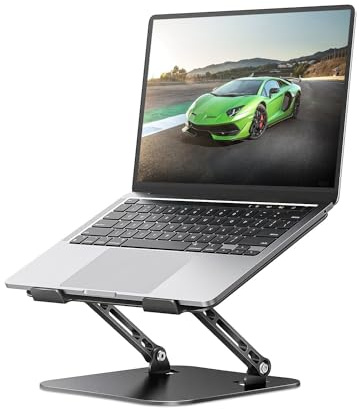 Adjustable Laptop Stand for Desk, Aluminum Portable Laptop Stand, Lightweight 500g, Foldable Ergonomic Computer Notebook stand Holder for 11-16 MacBook Air Pro, Dell XPS,HP Computer Notebook, Black