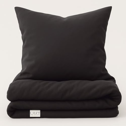 COZY HEAVEN | Luxus Lyocell Bettwäsche (Tencel™) | Gewonnen aus Eukalyptus u.a. | Ultra weich & hochwertig | Hypoallergen | Atmungsaktiv gegen Schweiß | Nachhaltig (Night Grey, 135x200 + 80x80)