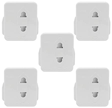 5 pack Heavy Duty White UK Shaver Adapter Plug 1A Fused – 2 Pin to 3 Pin Adapter for Electric Toothbrush & Razor, Portable Bathroom Plug Converter