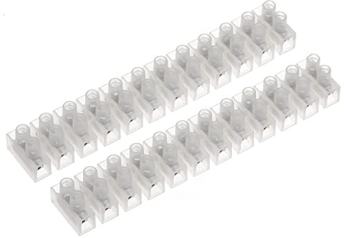 AUKENIEN 15A / 16A Morsetti Elettrici a Doppia Fila Terminale Vite 12 Vie Mammut Elettrico Morsettiera Elettrica 15/16 Ampere Bianchi per Collegamento del Cavi