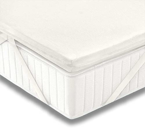 Dorian Home Morbido Topper in Memory Foam Correttore, Sfoderabile con Comodi Elastici, Traspirante e Anallergico (160 x 190 cm, Alto 5 cm)