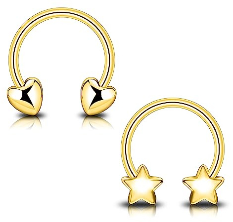 Longbeauty Hufeisenringe Edelstahl 16G Creolen Augenbrauen Ohrringe Lippe Nasenring Septum Helix Tragus Knorpel Piercing Damen Herren