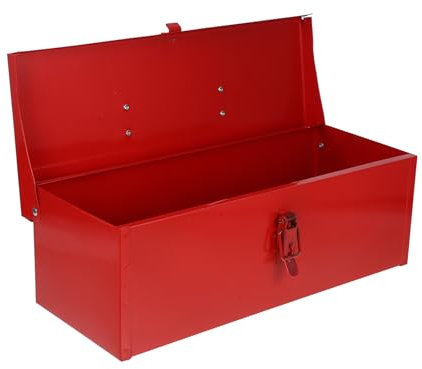 Angoily BoîTe À Outils En TôLe Rouge 39Cm X 16Cm X 13Cm BoîTe De Rangement Portable Avec Serrure - Coffret MéTallique Robuste Pour Usage Domestique Et Atelier