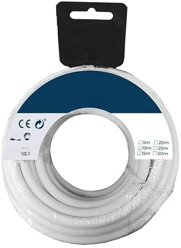 Tubular Hose Reel 25M, Cable in White Coil, Cable for Large Electromechanical Material, Cable Section 2 x 2.5 mm