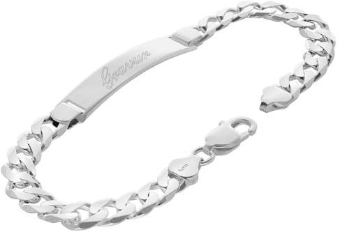 trendor Gravur-Armband für Herren 925 Silber Panzerkette mit Namen 15812 | zeitloser Gravurschmuck für Männer, elegante Geschenkidee,