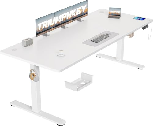 TRIUMPHKEY Scrivania Elettrica Regolabile in Altezza, 200 x 80 cm,Scrivania per Computer, Grande, 3 Controlli Memoria, Scrivania Regolabile in Altezza, Sistema Anti-collisione, Struttura Elettrica