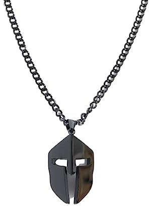 FUSHENGTER Halskette Herren Pulloverkette Damen Anhänger Frauen Männer Helm Anhänger Spartan Halskette Hip Hop Männer Frauen Paar Halskette Anhänger Für Liebhaber Rapper S2