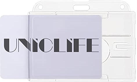 Uniclife Horizontaler 2-Karten-Ausweishalter mit Daumenschlitz Harte transparente PC-Schutzhülle für Büro-Schulausweise Kreditkarten Führerscheine und Pässe, 2er-Pack